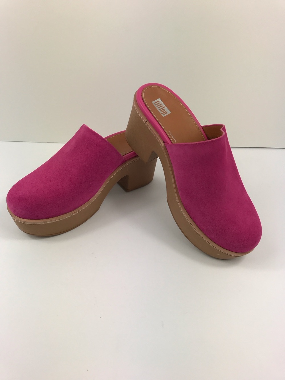 FITFLOP Fuchsia Rose Pilar Suede Mule Platform Clogs US 6 / EU 37